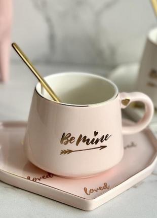 Подарочный набор сердце, чашка, блюдце, ложка olens 150 мл