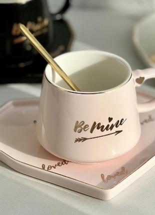 Подарочный набор сердце, чашка, блюдце, ложка olens 150 мл