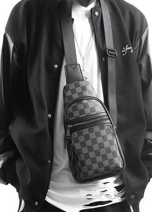 Стильная мужская сумка на грудь экожа, сумка-слинг для мужчин мессенджер кросс-боди10 фото