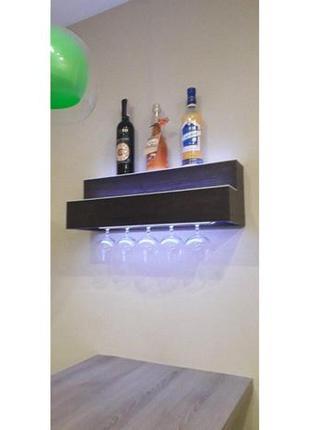 Настінна полиця з підсвіткою для пляшок і склянок rgb ds-101