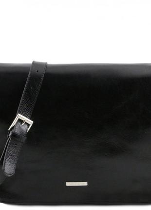 Мужской большой кожаный мессенджер tuscany leather messenger tl141254 (черный)