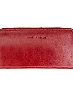 Портмоне на молнии grande pelle serpente 532660 глянцевая кожа красный