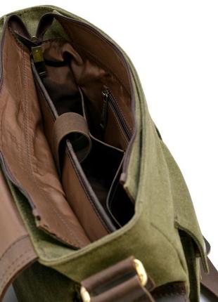 Чоловіча сумка через плече парусина та шкіра rh-6690-4lx бренда tarwa2 фото