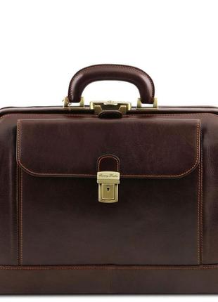 Tl142072 leonardo - кожаная докторсая сумка саквояж от tuscany (темно-коричневый)