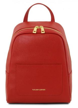 Небольшой женский рюкзак из сафьяновой кожи tuscany tl141701 (lipstick red)