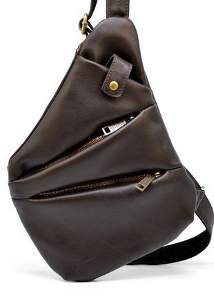 Мужская кожаная сумка-слинг gc-6402-3md коричневая бренд tarwa