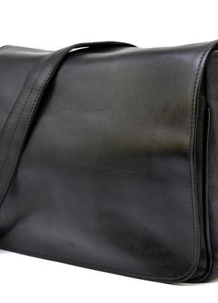 Чоловіча сумка через плече мікс шкіри і холщевой тканини канвас tarwa gg-1047-3md