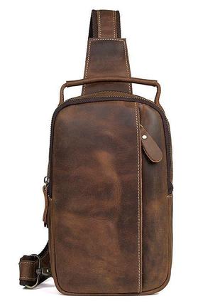 Модный рюкзак jd4009b на моношлейке из натуральной кожи crazy horse
