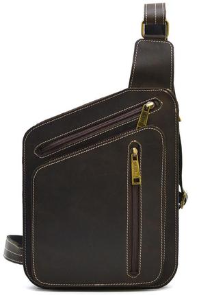 Кожаный рюкзак слинг нагрудная сумка tarwa rc-0096-3md