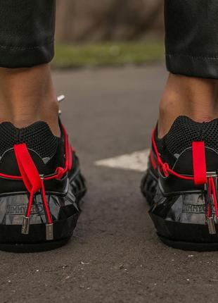 Жіночі кросівки чорні з червоним сітка6 фото