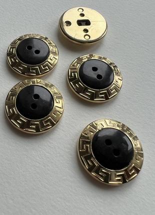Ґудзик костюмний золотий бортик versace чорний 20мм пластик