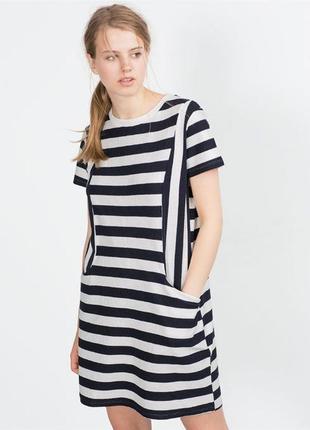 Оригинальное короткое платье в полоску zara
