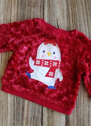 Свитер для девочки с пингвином
