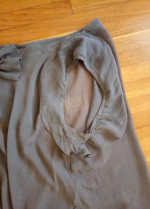 Тоненька шовкова блуза колір графіт/оздоба бант  f＆f 8p.5 фото