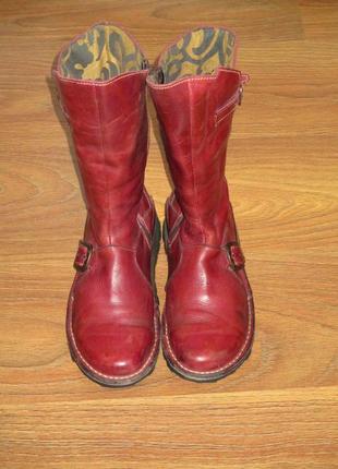 Демисезонные утепленые кожаные сапоги