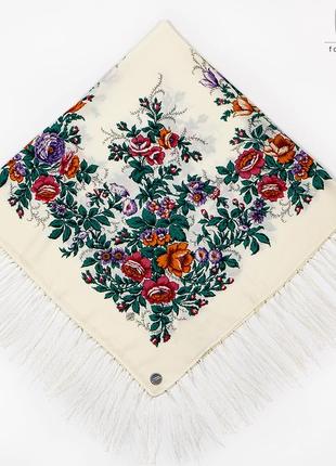 Павлопосадский кремовый платок нежность утра 1274.1