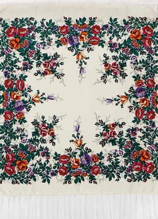 Павлопосадский кремовый платок нежность утра 1274.1