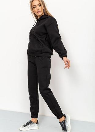 Спорт костюм женский на флисе цвет черный2 фото