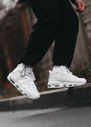 Nike uptempo white, мужественные беженые кроссовки найк, кроссовки найс мужские