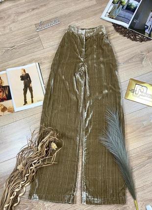 H&m крутезні велюрові плісеровані штани палаццо на високій посадці2 фото