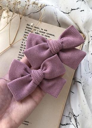 Пудрові вельветові бантики для волосся на заколці/резинка/заколка з бантиком