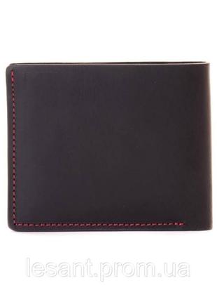 Кошелек мужской кожаный портмоне черно-красный на магните grande pelle5 фото