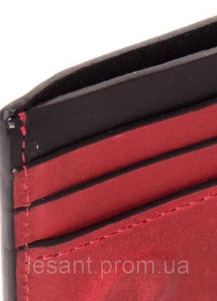 Кошелек мужской кожаный портмоне черно-красный на магните grande pelle3 фото