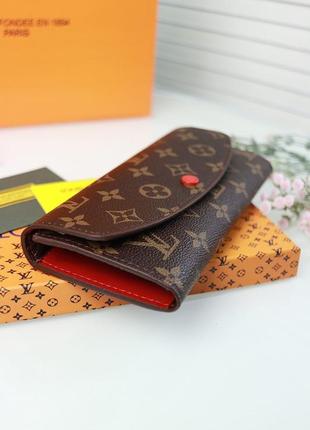 Коричневий жіночий великий гаманець на кнопці модний класичний брендовий гаманець із еко-шкіри3 фото