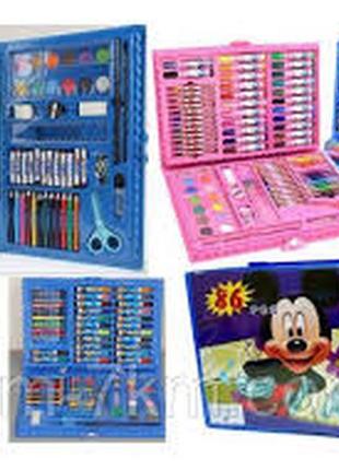 Набір для дитячого творчості і малювання 86 предметів, рожевий, голубий
