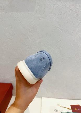 Женские короткие голубые замшевые лоферы loro piana summer walk лоро пиана с логотипом lp пиано3 фото