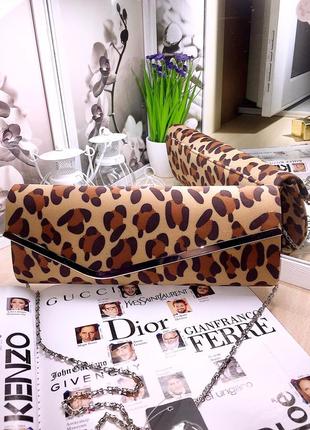 Стильная сумочка леопардовой расцветки на длинной ручке6 фото