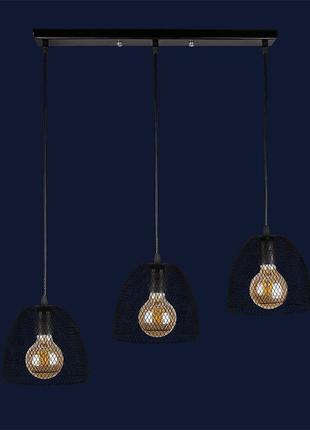 Люстра на три фигурных плафона на планке 907013f-3 bk (500)