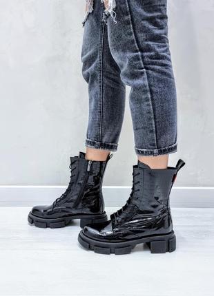 Суперовые лаковые кожаные ботинки spring в наличии и под отшив деми / зима 💛💙🏆4 фото