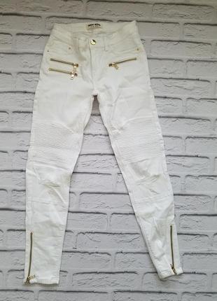 Белые джинсы tally weijl, узкие джинсы белые, рванные джинсы с замками