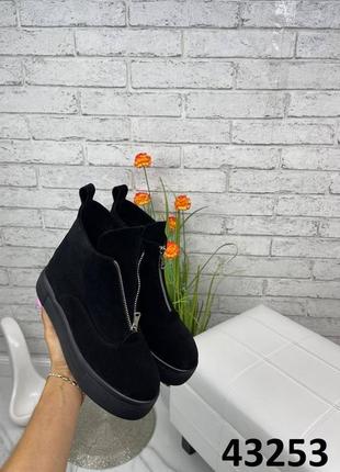 Стильні жіночі черевики на байці з натуральної шкіри та замші 😌3 фото