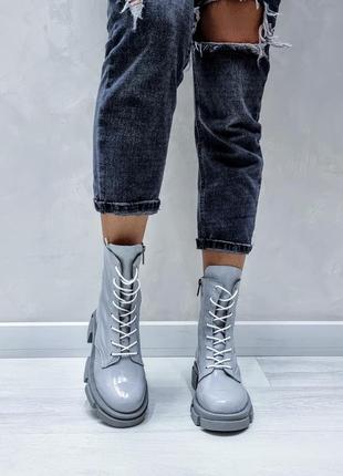 Суперовые лаковые кожаные ботинки spring в наличии и под отшив деми / зима 💛💙🏆5 фото