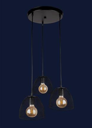 Люстра на три фигурных плафона на круглом основании 907013f-3 bk (300)