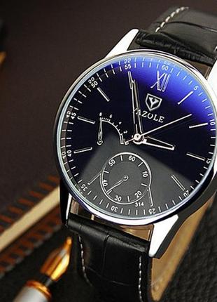 Класичний чоловічий бізнес-годинник yazole з чорним ремінцем