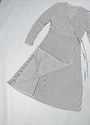 👗 платье женское черно белое h&m hm zara в вертикальную полоску длинное летнее легкое платье bershka uniqlo4 фото