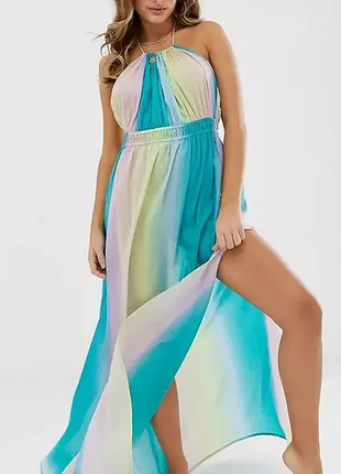Натуральне моделююче плаття на пляж, бавовна, asos rainbow, деграде