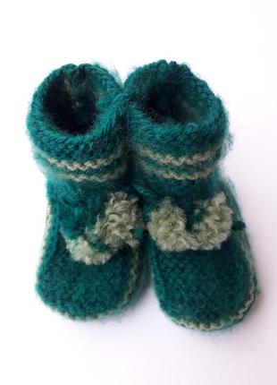 Вязаные пинетки носки для малышей 35855 8см(р) синие зеленые, голубые, красные, белые8 фото
