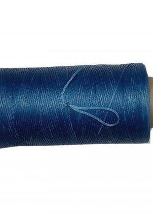 Нитка вощений плоска 1 мм s068 200 м 210d/16 сапфіровий синій колір нитка для шиття шкіри