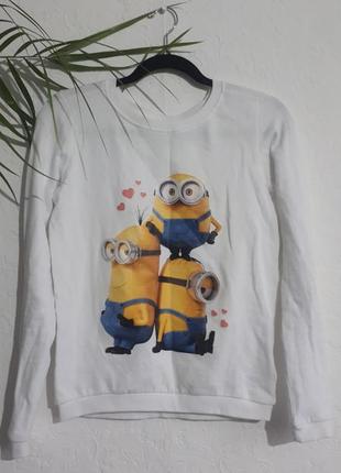 Тёплый свитшот, свитшот на флисе, принт миньоны