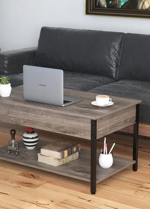 Журнальний столик лофт v-105 loft design 105x60x50 см венге луїзіана для будинку і офісу. кавовий стіл металу