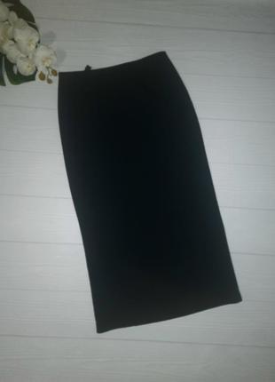 Черная шерстяная юбка-карандаш с молнией сбоку р.445 фото