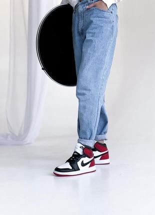 Мужские кроссовки nike air jordan 1 mid red white black 40-41-44-45