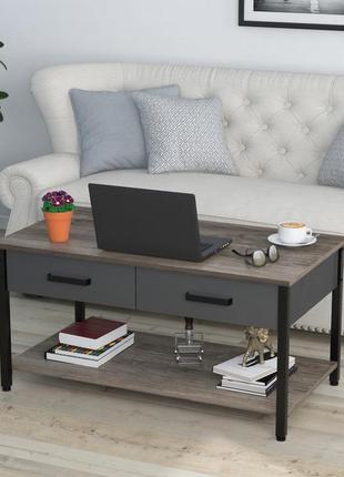 Журнальний столик лофт v-105 loft design 105x60x50 см венге луїзіана для будинку і офісу. кавовий стіл металу