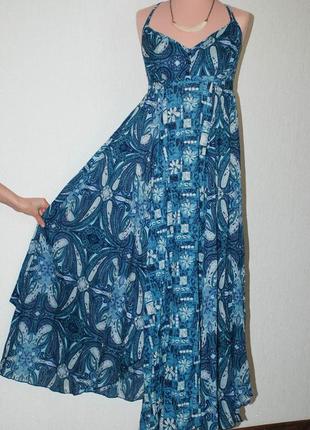 Фактурный сарафан с широкой юбкой хвосты летнее платье на пляж пляжное натуральный