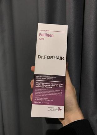 Шампунь для сухого та пошкодженого волосся dr.forhair folligen silk shampoo 500 мл1 фото
