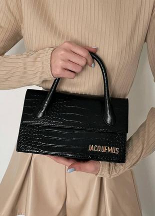 Женская сумка jacquemus long black croc